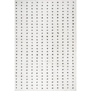 Pele Modern Geometric Dot Shag White/Black 3 ft. x 5 ft. Area Rug