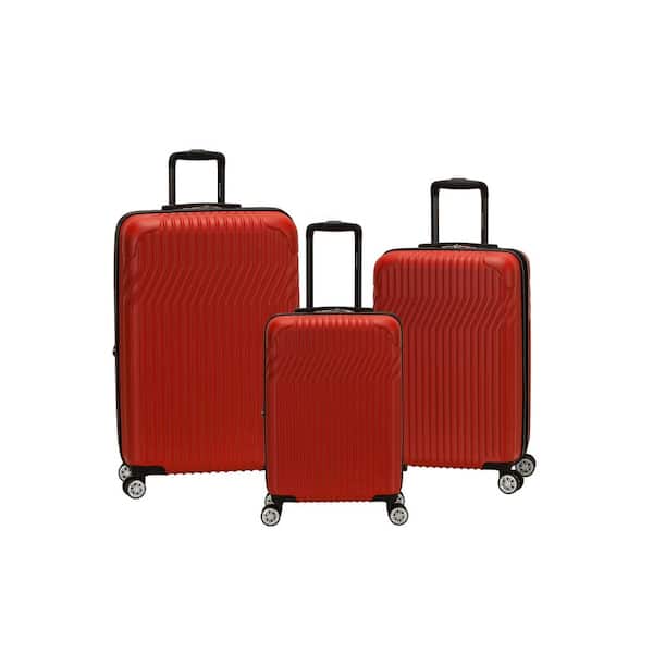Rockland Pista Collection 3-Piece Harside Dual Spinner Luggage Set, Red