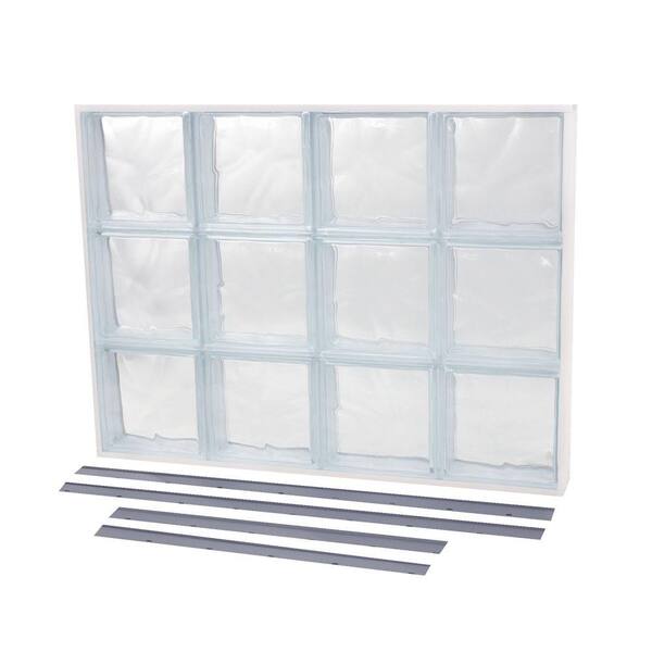 TAFCO WINDOWS 23.875 in. x 15.875 in. NailUp2 Wave Pattern Solid Glass Block Window