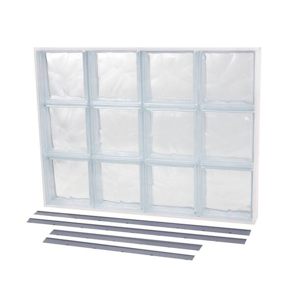 TAFCO WINDOWS 29.375 in. x 15.875 in. NailUp2 Wave Pattern Solid Glass Block Window