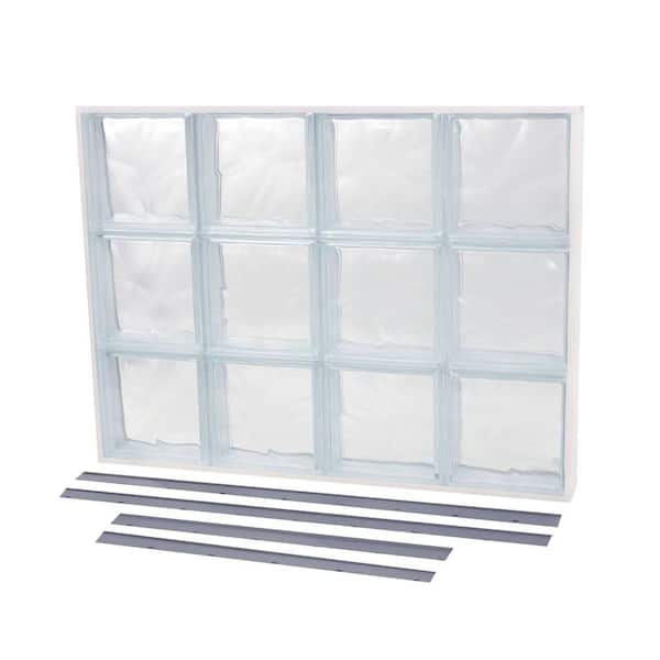 TAFCO WINDOWS 35.375 in. x 15.875 in. NailUp2 Wave Pattern Solid Glass Block Window