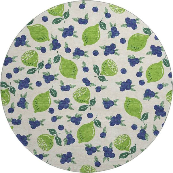 Mayfield Premium Machine Washable Abstract AMF2354 Linen 8 ft. x 8 ft. Round Rug