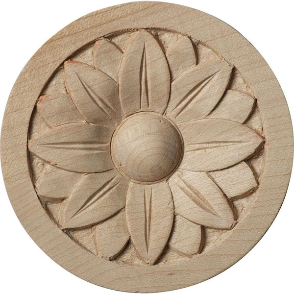 Ekena Millwork 1/4 in. x 2-3/4 in. x 2-3/4 in. Unfinished Wood Alder Bedford Rosette