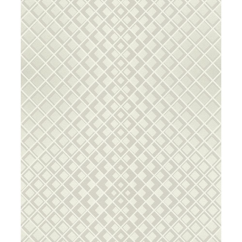 Cream and White 3D Geometric Non-Woven Wallpaper