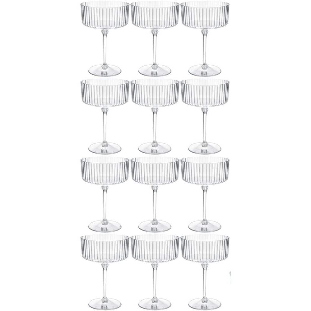 Vintage 10 oz. Disposable Plastic Clear Ribbed Unbreakable Martini Glasses Drinkware (Set of 12) price history on PriceWatchPro