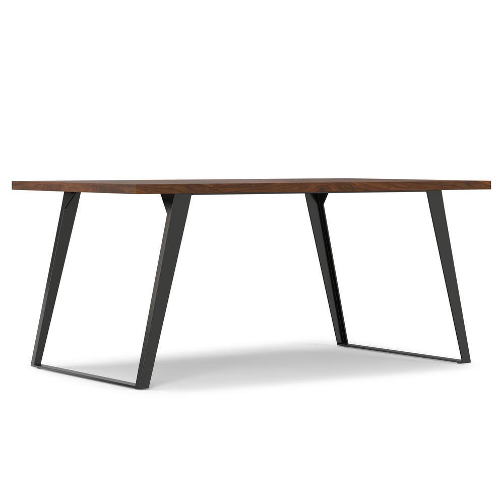 Lowry Modern Industrial Walnut Veneer Wood 66 in. 4 Legs Rectangle Dining Table, Seats 6