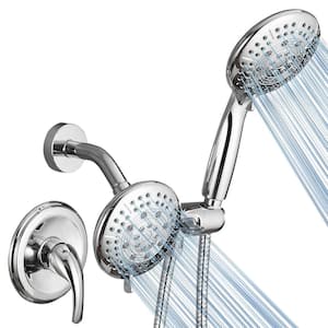 Relaxing 2-in-1 Single Handle 6-Spray Shower Faucet 1.75 GPM with 4.7 in. Adjustable Heads in Chrome (Valve Included)