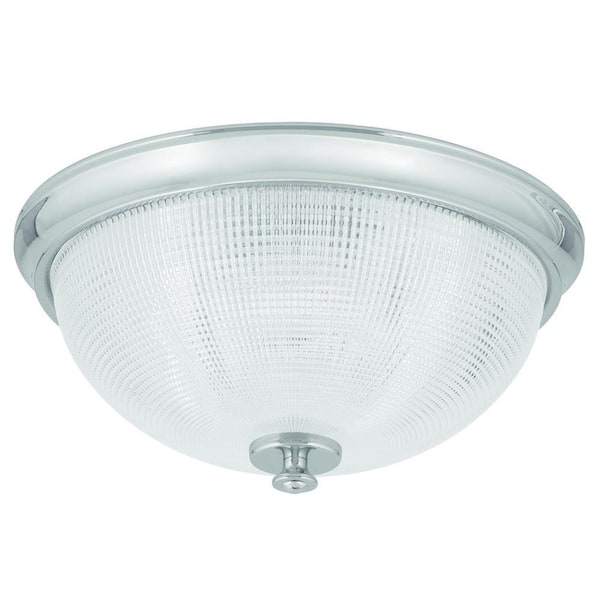 Progress Lighting Lucky Collection 1-Light Polished Chrome Flush Mount with Clear Double Prismatic Glass
