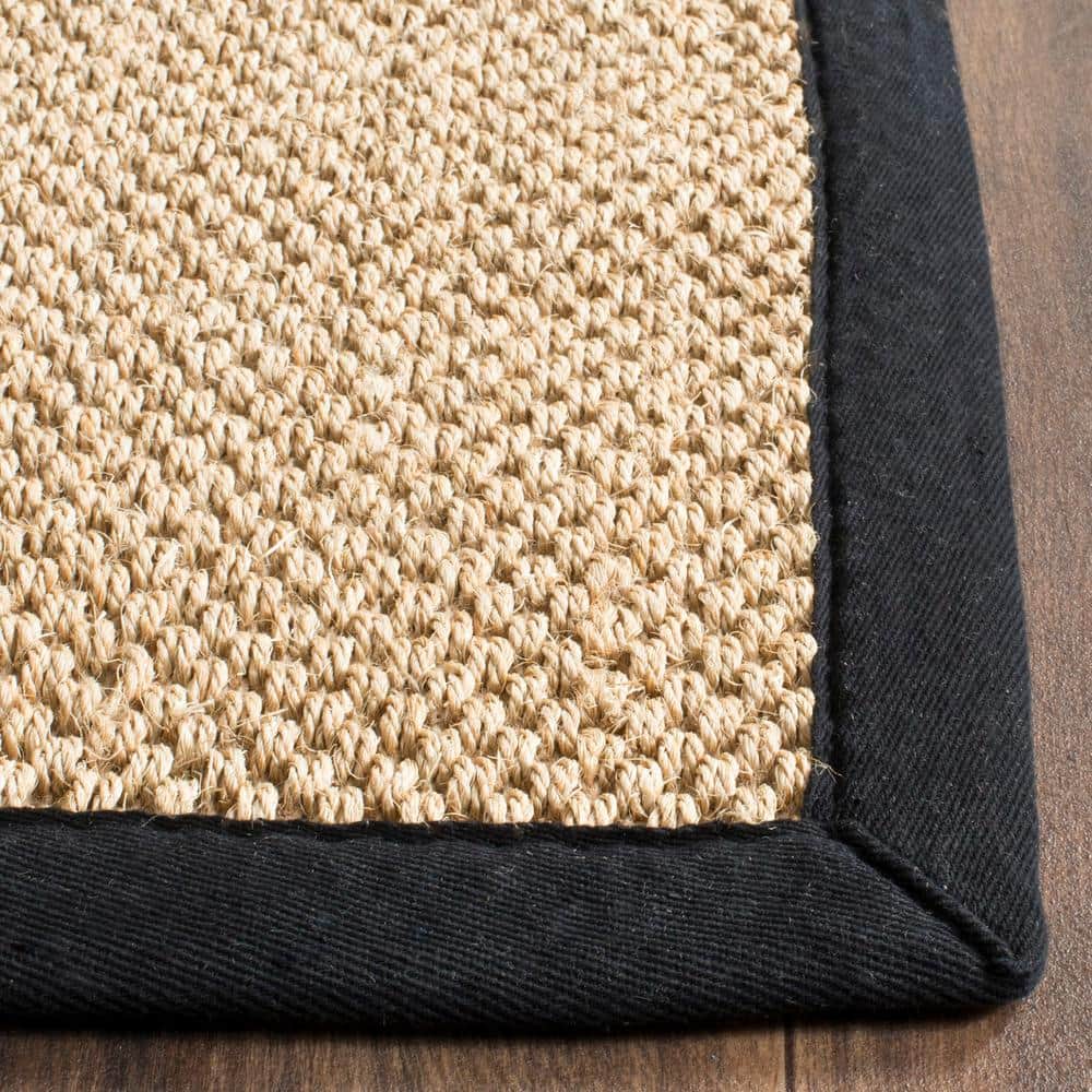Maize and Black Hand-Knotted Sisal Area Rug, 4' x 6'