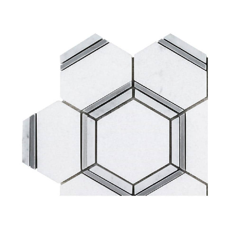 Take Home Tile Sample - Locket White 4.5 in. x 4.5 in. Hexagon Polished Marble Mosaic price history on PriceWatchPro