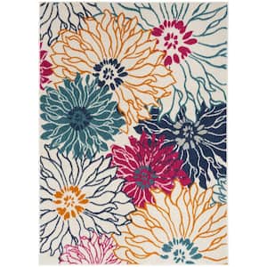 Passion Ivory/Multi 5 ft. x 7 ft. Floral Contemporary Area Rug