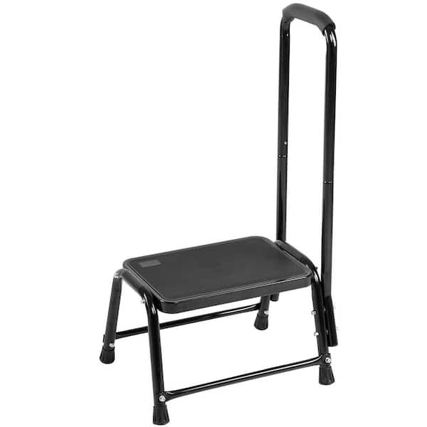 1 ft. Reach Step Stool with Handle for Adults Seniors Heavy Duty Holds 350 lbs. Black Non-Slip Safety Stepping Stool