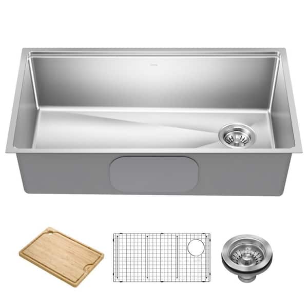 Fairlane 32 in. Undermount Single Bowl 18-Gauge Stainless Steel Kitchen Sink Workstation with Accessories