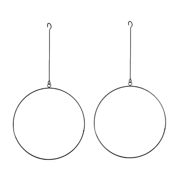 2-Pack Modern Black Metal Hanging Planters, Wall/Ceiling Mounted Baskets for Indoor/Outdoor Minimalist Decor