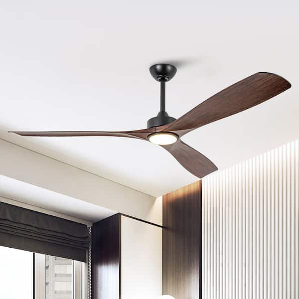 60 in. Indoor Color Changing Integrated LED Matte Black Ceiling Fan with Light and Remote Control