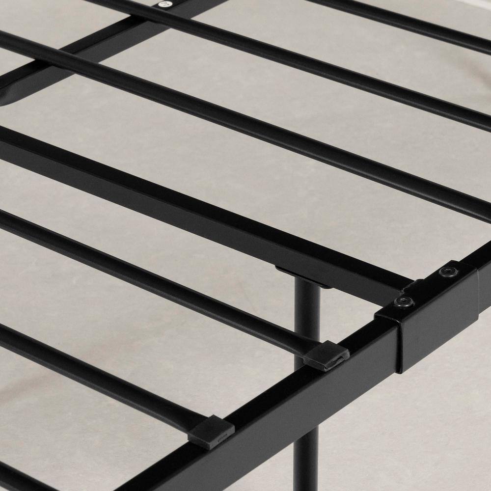 Vito Twin Black Metal Platform Bed with Headboard and Slats
