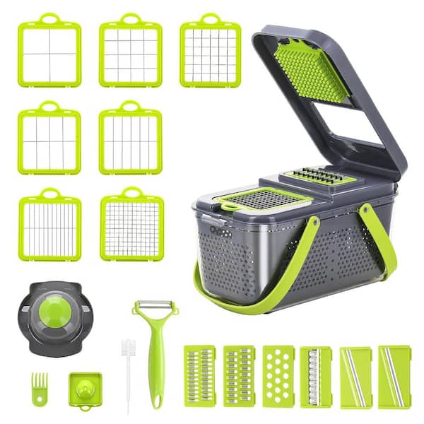 Aoibox 22-in-1 Food Vegetable Chopper with Container Dicers Cutter Multi Kitchen Tool with Lemon Squeezer -13 Blades