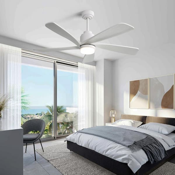 52 in. Smart Indoor White Ceiling Fan with Lights and Remote