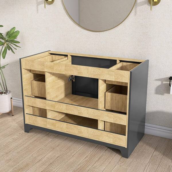 ●ONE BRILLIANT● JayyOB480Grey Jayy-OB480-Grey Zeafive Gey 48 in. Bath Vanity Cabinet without Top Solid