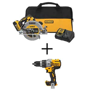 20V MAX Li-Ion Cordless 7-1/4 in. Circular Saw Kit and 20V 1/2 in. Brushless Hammer Drill