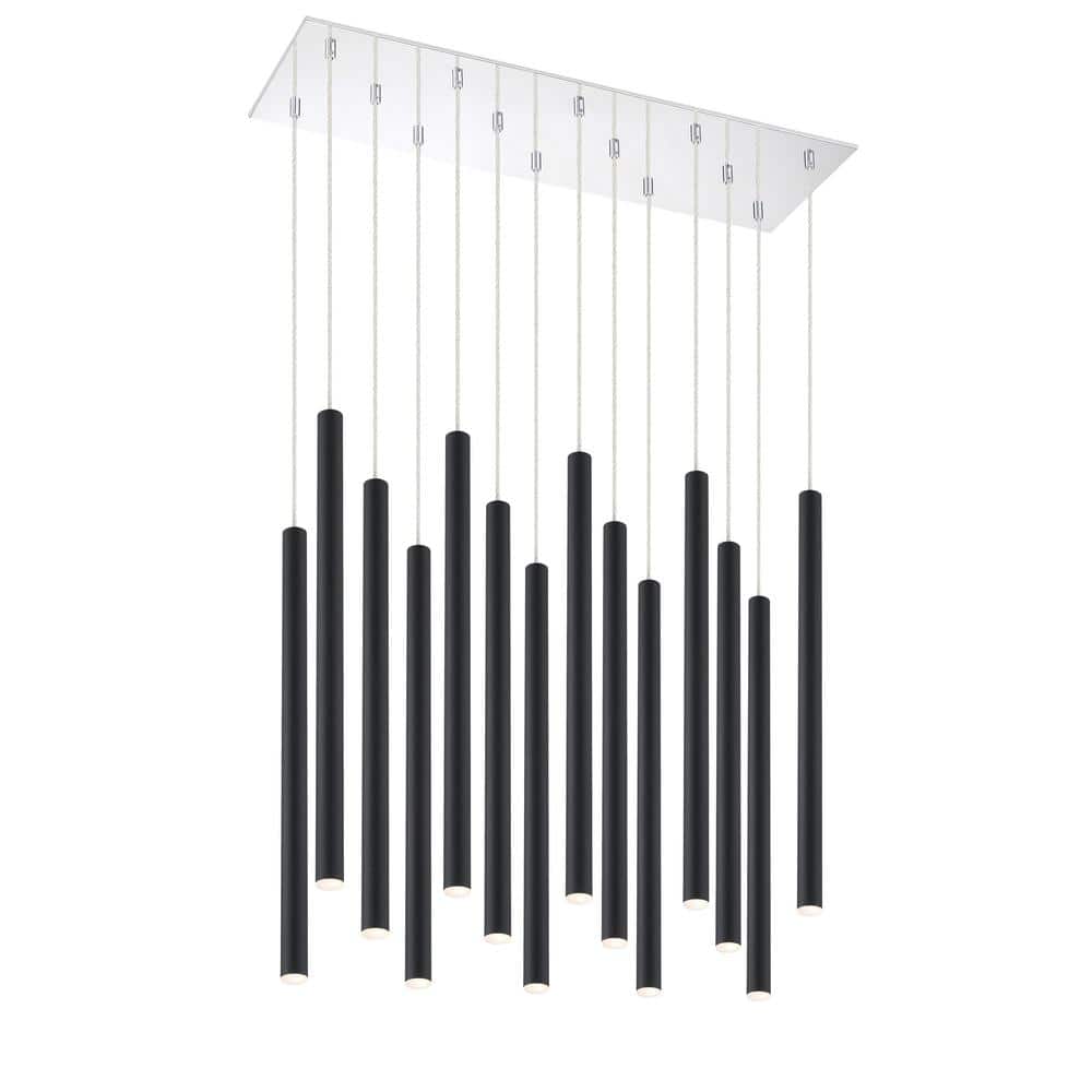 Forest 5 W 14-Light Chrome integrated LED Shaded Chandelier with Matte Blac