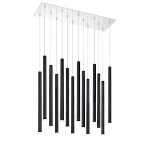 Forest 5 W 14-Light Chrome integrated LED Shaded Chandelier with Matte Black Steel Shade