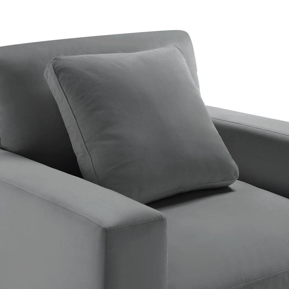 Casella Charcoal Performance Fabric Modern Armchair with Black Wood Legs