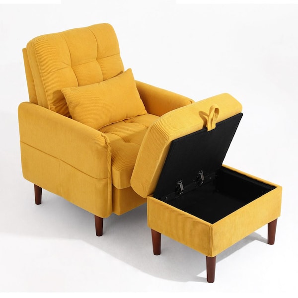 Uixe Orange Corduroy Fabric Upholstered Accent Arm Chair with