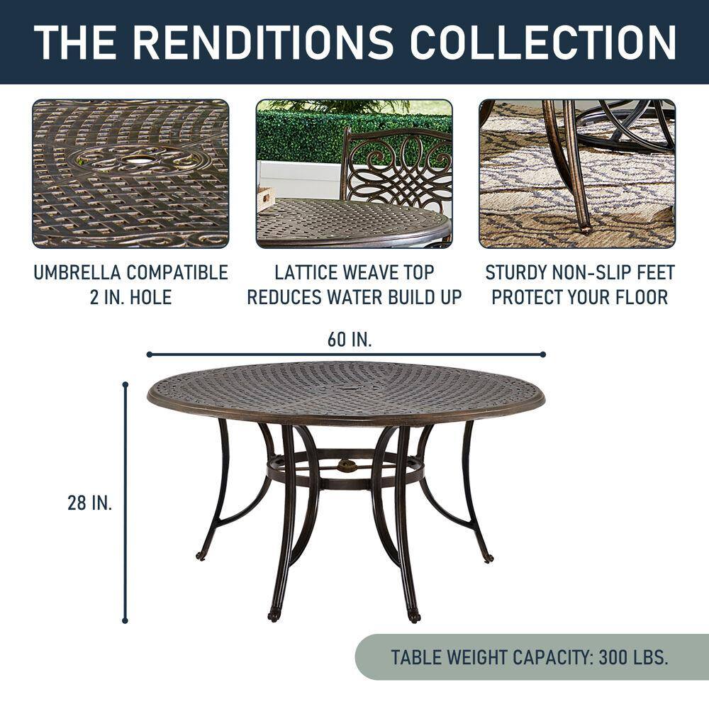 Bronze 7-Piece Outdoor Dining Set with Blue Cushions