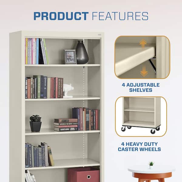 Sandusky Metal 5-shelf Cart Bookcase with Adjustable Shelves