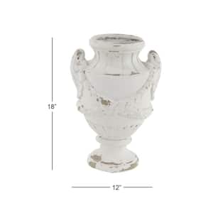 18 in. White Indoor Outdoor Fiberglass Decorative Vase