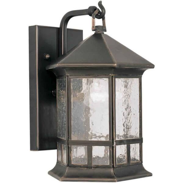 Forte Lighting 1-Light Outdoor Royal Bronze Wall Lantern with Clear Seeded Glass