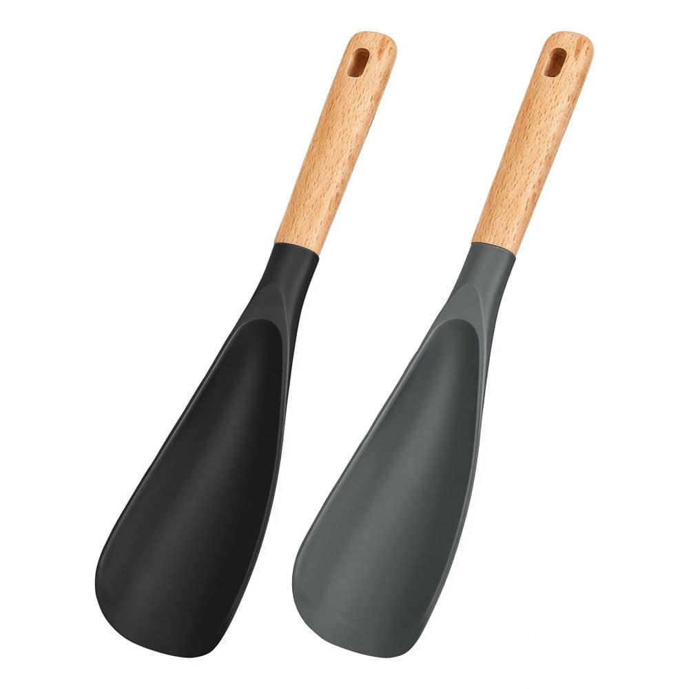 11.4 in. Nonstick Silicone Cooking Spoon for Cooking, Serving, Mixing, Scooping and Scraping, Black & Grey (2-Pack) price history on PriceWatchPro