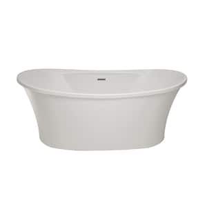 Breanne 60 in. x 36 in. Soaking Flatbottom Non-Whirlpool Freestanding Bath Tub in White