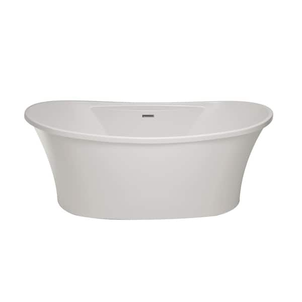 Breanne 60 in. x 36 in. Soaking Flatbottom Non-Whirlpool Freestanding Bath Tub in White