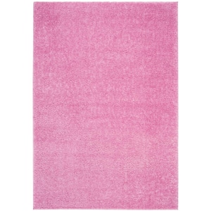 August Shag Pink Doormat 3 ft. x 5 ft. Solid Area Rug