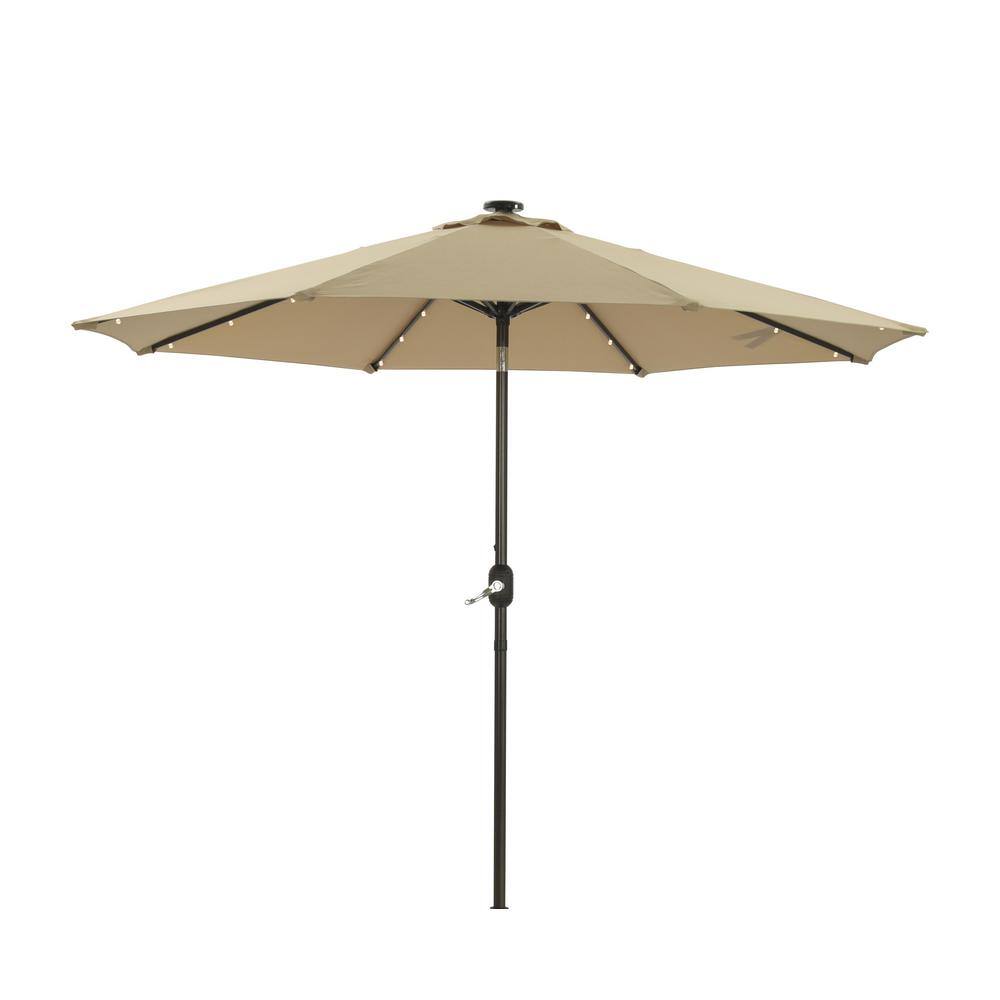 9 ft. Market Outdoor Patio Umbrella with LED in Sand