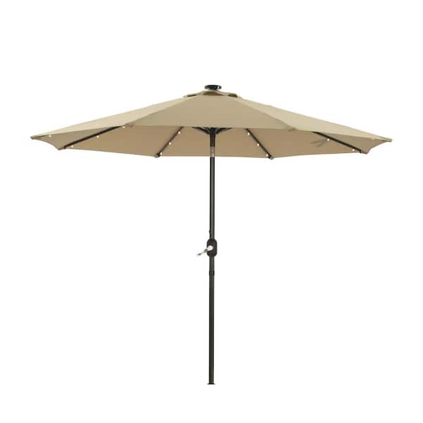Unbranded 9 ft. Market Outdoor Patio Umbrella with LED in Sand