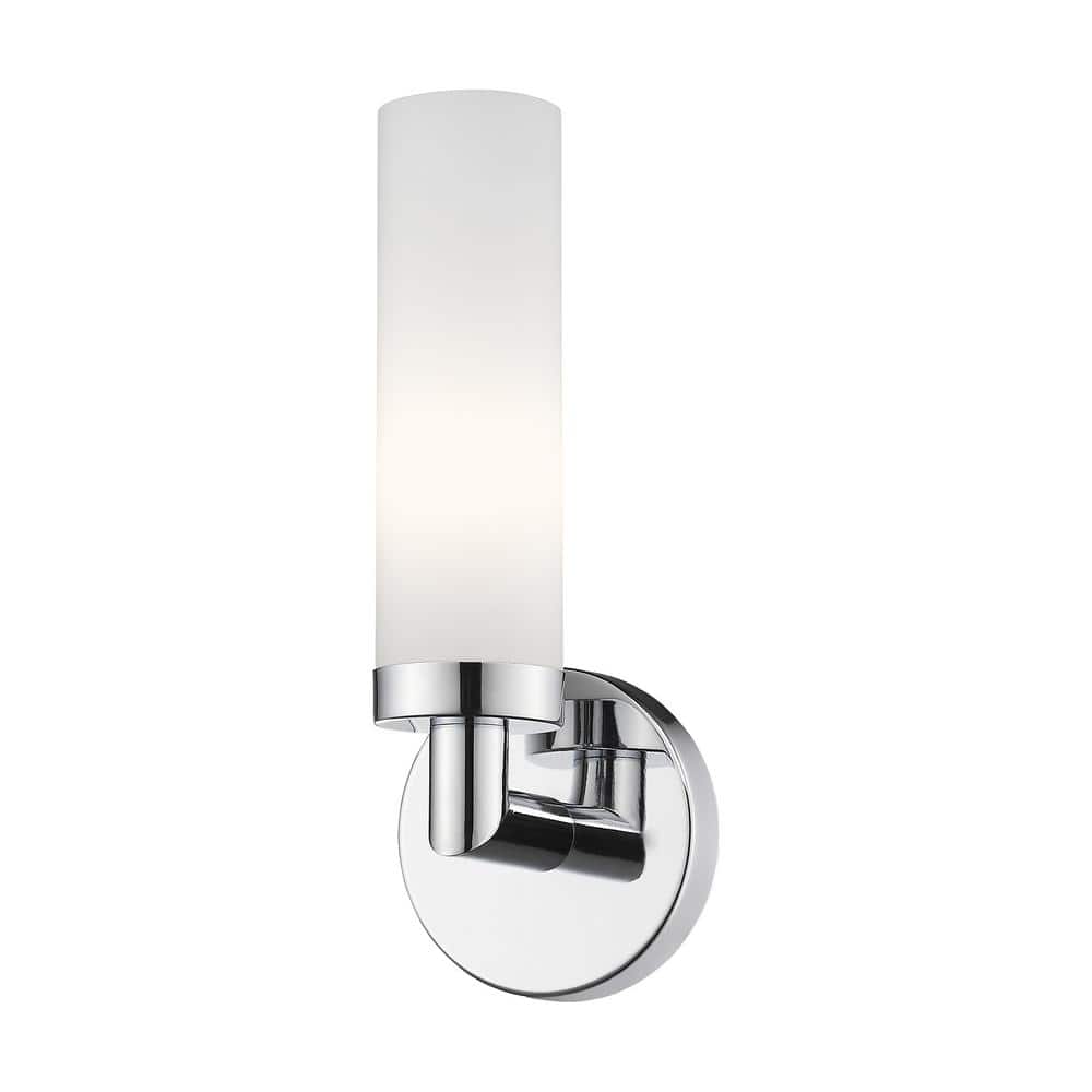 Aero Polished Chrome Direct Wired 1-Light Sconce with Satin Opal Glass