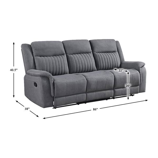 Lazzara Gabi 86 in. W Pillow Top Arm Microfiber Rectangle Manual