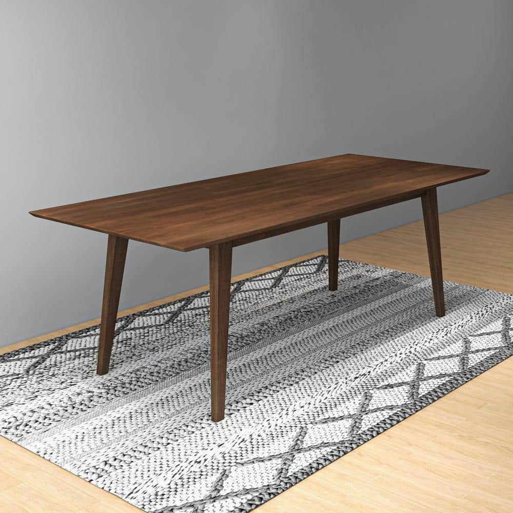 Walnut Brown Mid-Century Modern Rectangular Dining Table