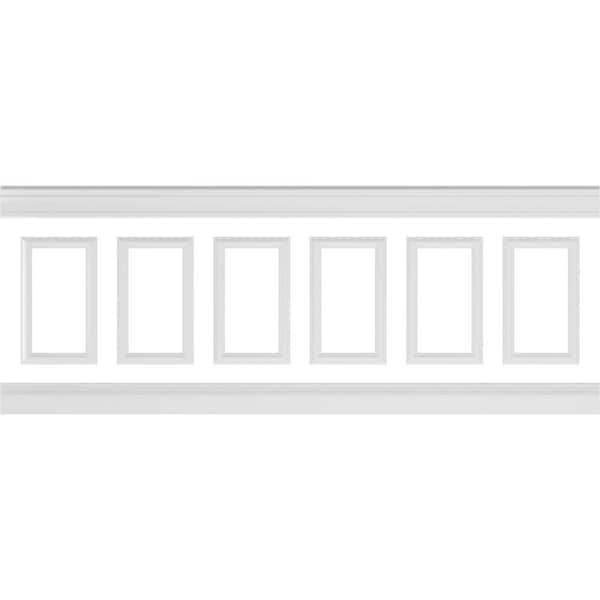Ekena Millwork 94 1/2 in. (Adjustable 36 in. to 40 in.) 23 sq. ft. Polyurethane Ashford Square Panel Wainscot Kit Primed
