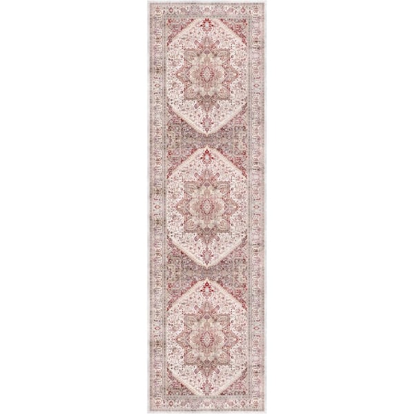 Nourison Vintage Home Ivory Red 2 ft. x 8 ft. Center medallion Traditional Runner Area Rug