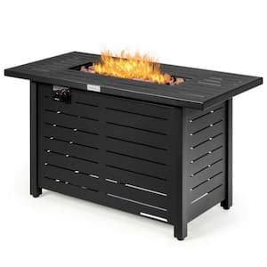 42 in. Outdoor Metal Rectangular Propane Gas Fire Pit Table with Table Cover