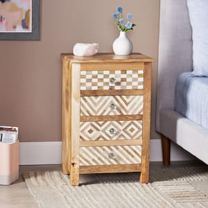 Coahoma 4-Drawer Natural and White Nightstand