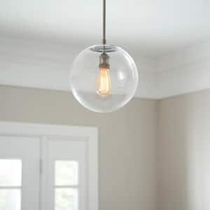 12 in. 1-Light Historic Nickel Globe Pendant Vintage Bulb Included