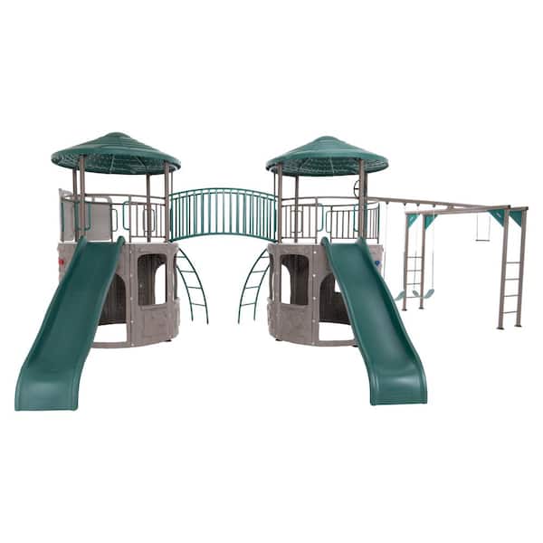 Lifetime Double Adventure Steel Tower Outdoor Playset with Monkey Bars