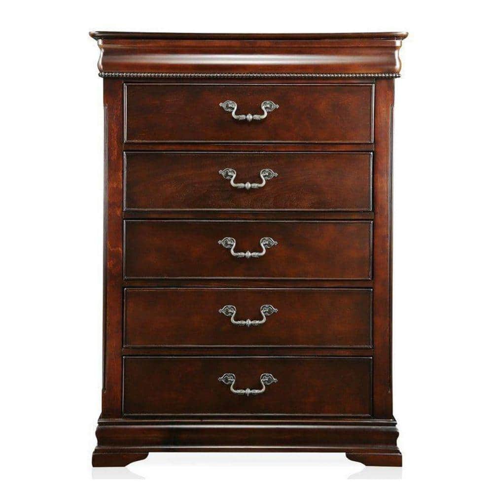 15.5 in. Cherry 5-Drawer Wooden Chest of Drawers