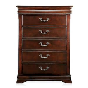 15.5 in. Cherry 5-Drawer Wooden Chest of Drawers
