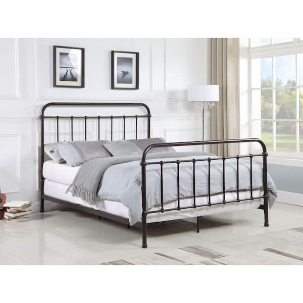 Coaster Livingston Brown Metal Open Frame Queen Panel Bed with Vertical Spindle Design